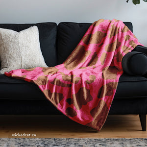 Brown & Pink Animal Print Decorative Throw Blanket