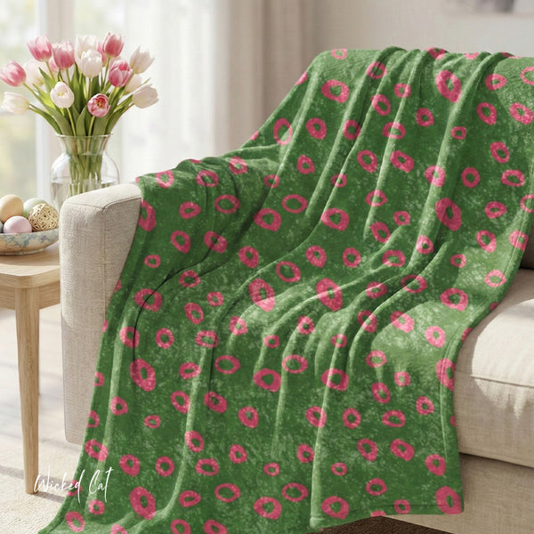 Green & Pink Modern Decorative Throw Blanket