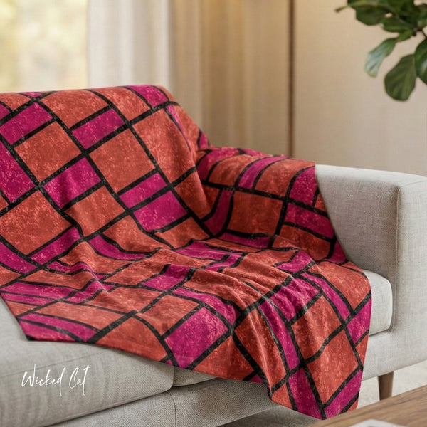 Pink and Orange Modern Decorative Throw Blanket