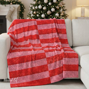Candy Cane Striped Holiday Throw Blanket