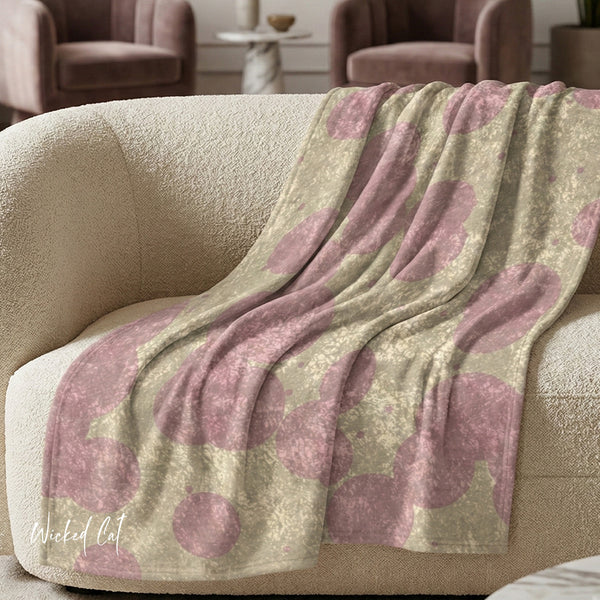 Ivory & Pink Polka Dot Decorative Throw Blanket