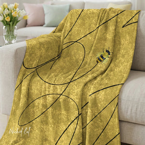 Spring Bee Yellow Decorative Throw Blanket