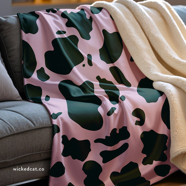 Lavender Blue Green Animal Print Plush Sherpa Throw Blanket