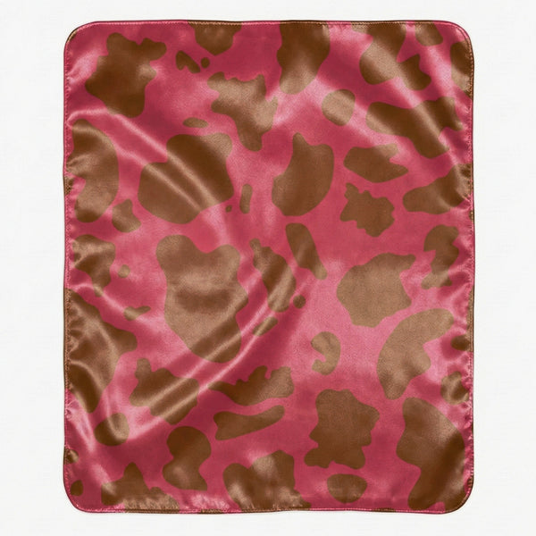 Pink Brown Animal Print Plush Sherpa Throw Blanket