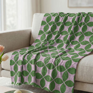 Lilac & Green Art Deco Decorative Throw Blanket