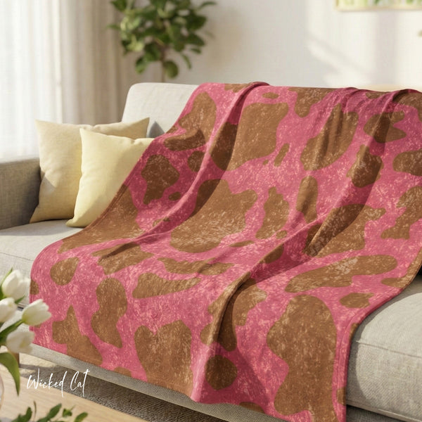 Brown & Pink Animal Print Decorative Throw Blanket