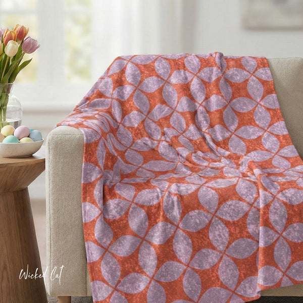 Orange & Lilac Art Deco Decorative Throw Blanket