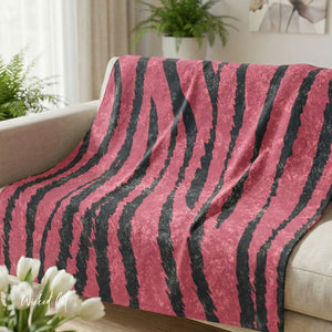 Pink & Black Tiger Print Chic Couch Throw Blanket