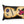 A rectangular black body pillow featuring a printed graphic of a stitched voodoo doll face in tan, with a purple button, black stitches, a pink heart, and colorful pins, shown on a white background.