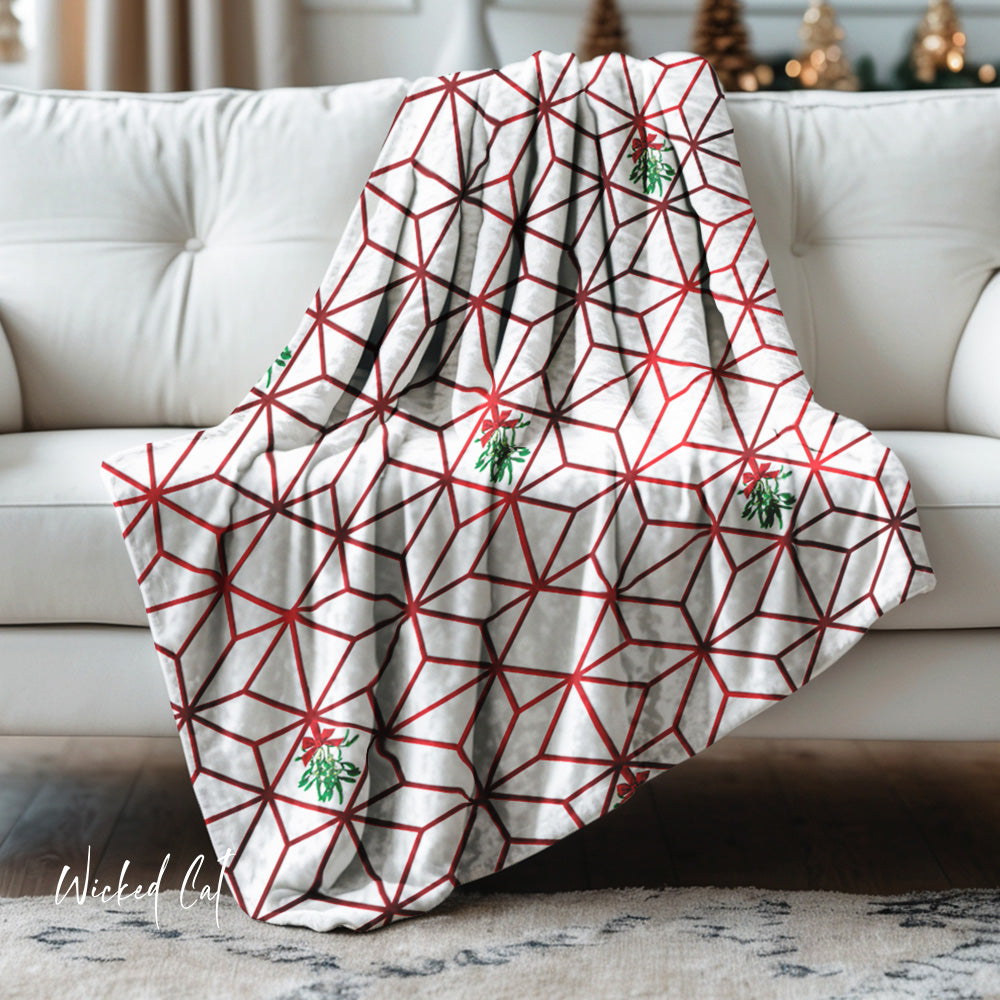 art deco misteltoe christmas blanket