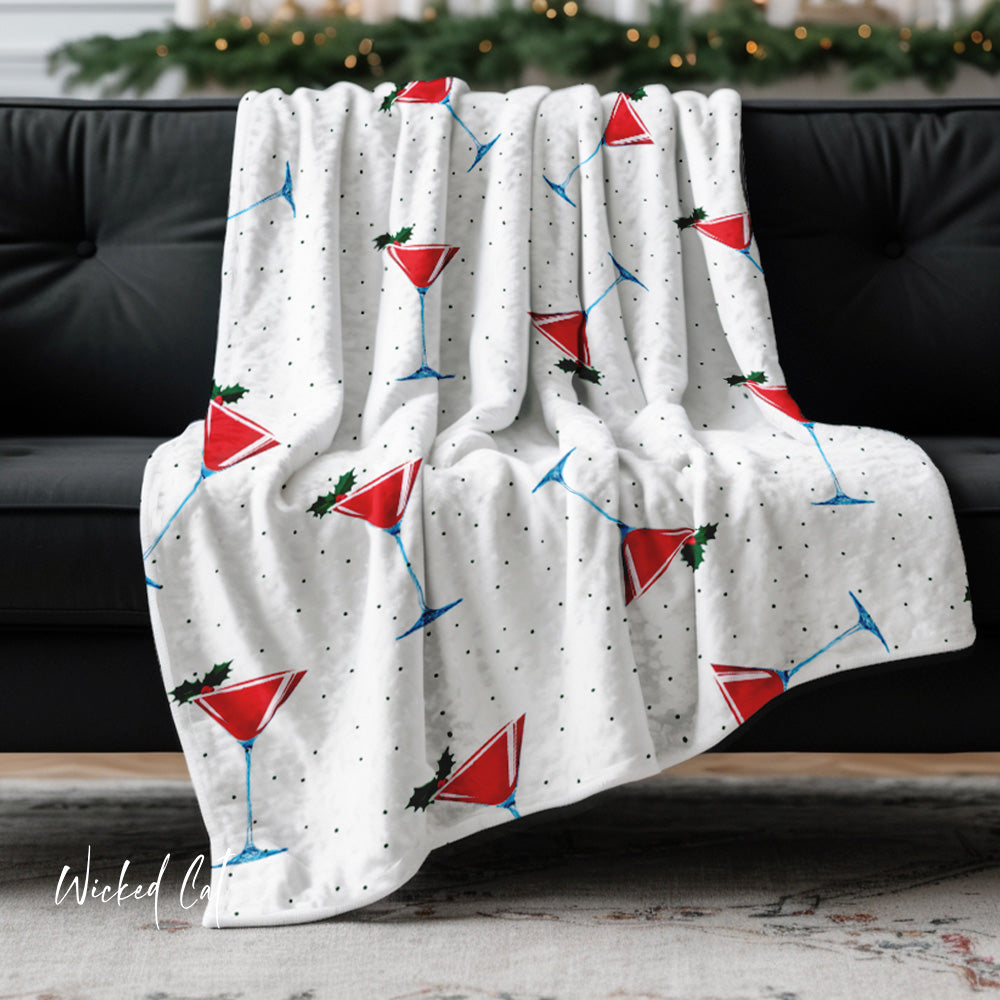 martini lovers Christmas throw blanket