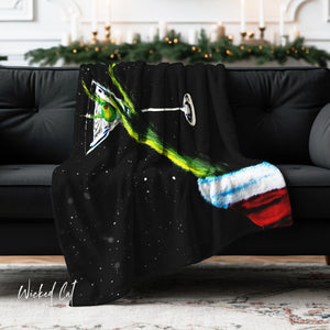 Martini Grinch Throw Soft Decorative Holiday Blanket