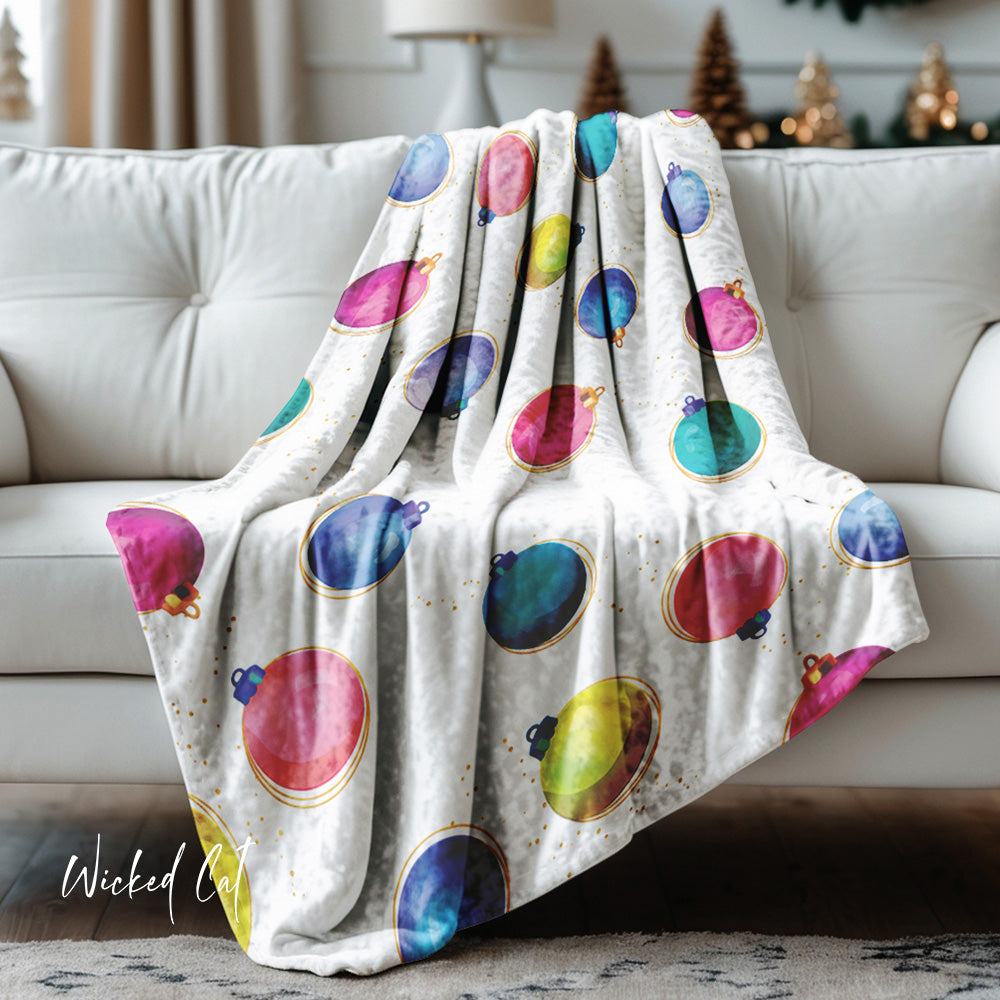 Colorful Ornaments Festive Christmas Throw