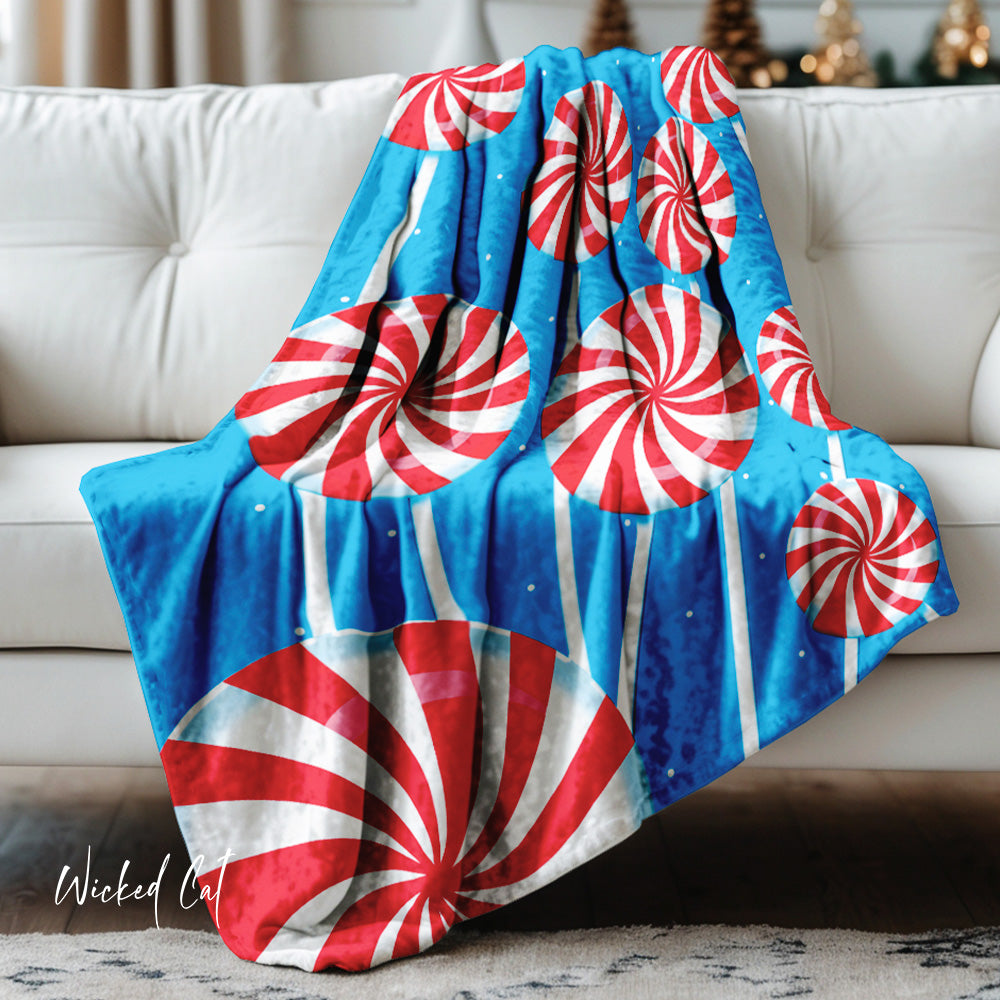 candy canes Christmas throw blanket