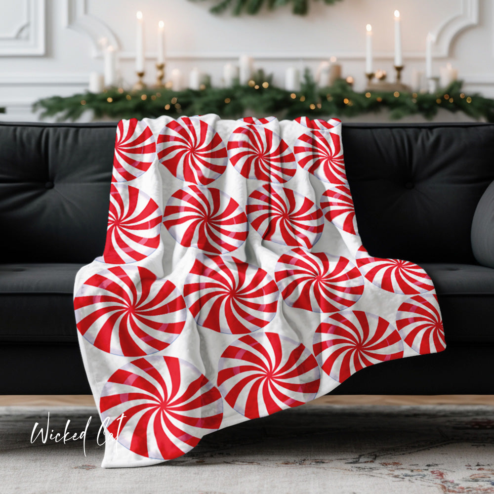 candy cane Christmas throw blanket