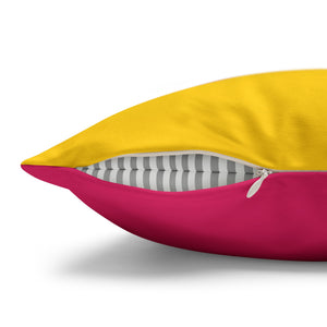 throw pillow with 'Pink & Yellow Reversible Retro Cover' design