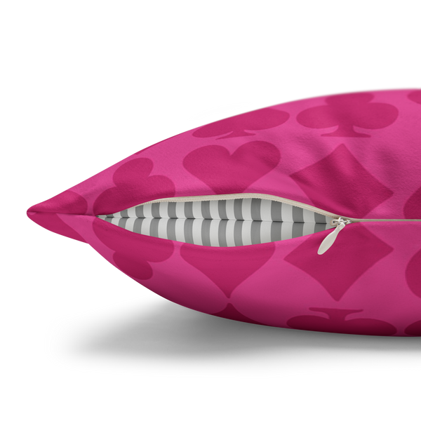 Playing Cards Heart Black and Pink Soft Accent Pillow Cover