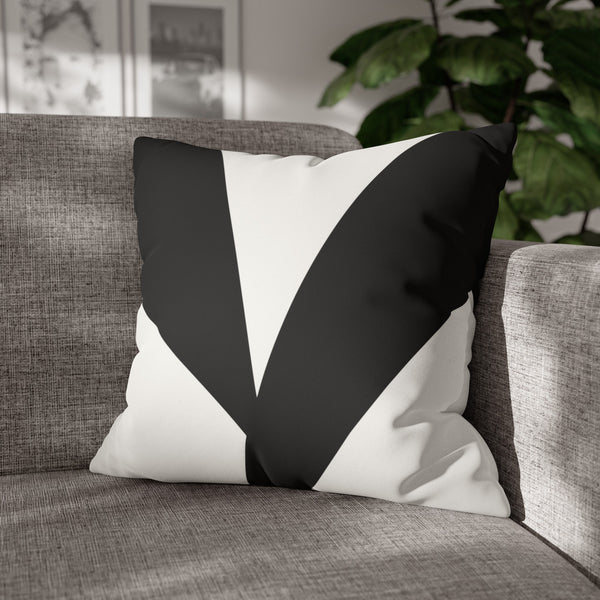 Black & White Neckline Faux Suede Pillow Cover