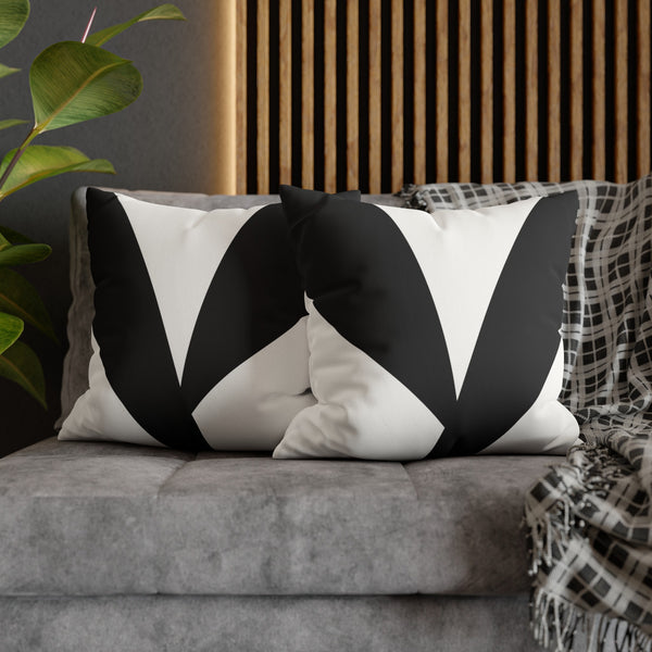 Black & White Neckline Faux Suede Pillow Cover