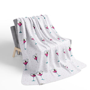 Soft sherpa blanket with 'Cupids Arrow Martini Soft Sherpa Throw' design