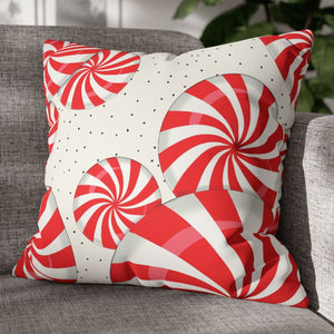 throw pillow with 'Peppermint Candy Canes Cover Holiday' design