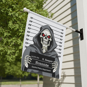 Grim Reapers Mug Shot Funny Halloween Yard Flag