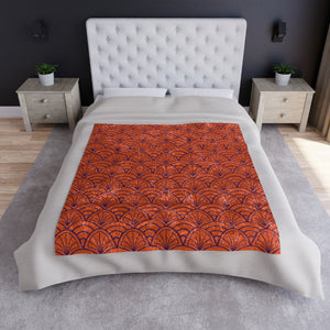Soft sherpa blanket with 'Art Deco Orange Purple Decorative Throw' design
