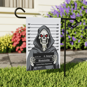 Grim Reapers Mug Shot Funny Halloween Yard Flag