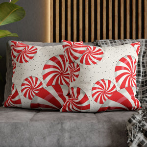 throw pillow with 'Peppermint Candy Canes Cover Holiday' design