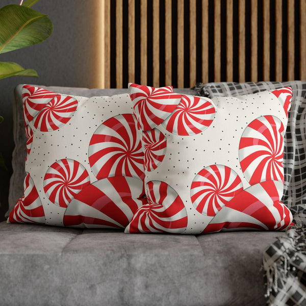 Peppermint Candy Canes Pillow Cover Holiday Throw Pillow