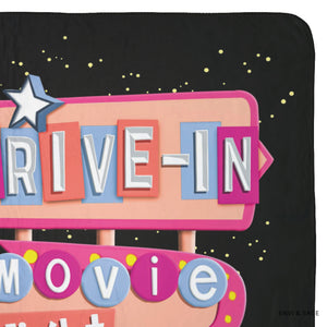Retro Movie Night Plush Sherpa Throw Blanket