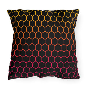 throw pillow with 'Honeycomb Rainbow' design