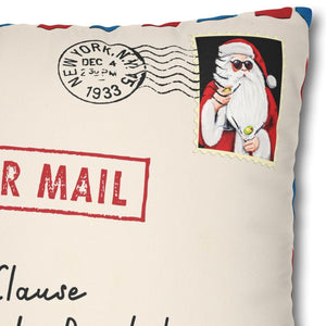 throw pillow with 'Cute Santa Mail Reversible Christmas Cover' design