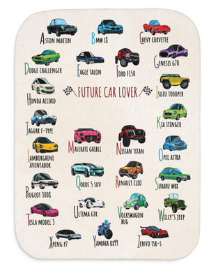 Personalized ABC Car Lover Sherpa Baby Blanket