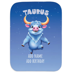 Soft sherpa blanket with 'Personalized Taurus Zodiac | Custom Gift' design