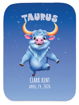 Soft sherpa blanket with 'Personalized Taurus Zodiac | Custom Gift' design
