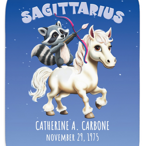 Soft sherpa blanket with 'Personalized Sagittarius Zodiac' design
