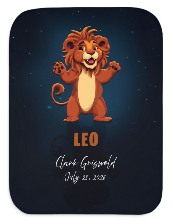 Personalized Leo Zodiac Sherpa Baby Blanket