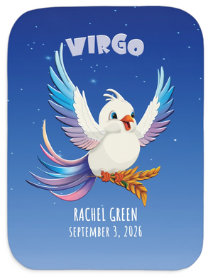 Personalized Virgo Zodiac Soft Sherpa Baby Blanket | Custom Gift