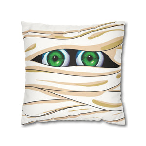throw pillow with 'Funny Mummy Halloween Soft Cover' design