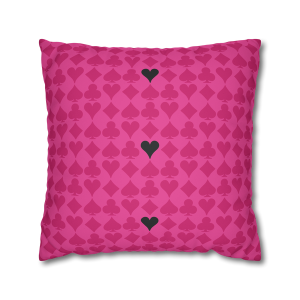Playing Cards Heart Black and Pink Soft Accent Pillow Cover