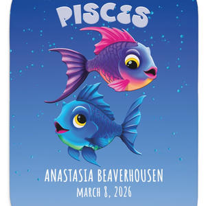 Soft sherpa blanket with 'Personalized Pisces Zodiac' design