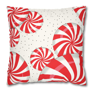 throw pillow with 'Peppermint Candy Canes Cover Holiday' design