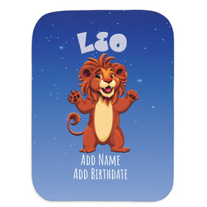 Soft sherpa blanket with 'Personalized Leo Zodiac | Custom Gift' design