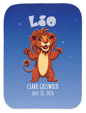Soft sherpa blanket with 'Personalized Leo Zodiac | Custom Gift' design