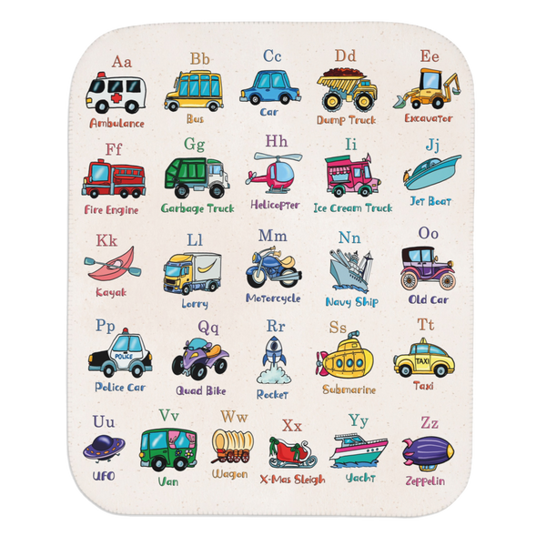 abc cars boats baby blanket