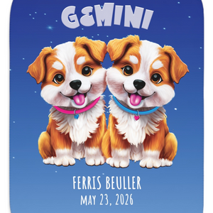 Soft sherpa blanket with 'Personalized Gemini Zodiac | Custom Gift' design