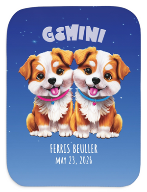 Soft sherpa blanket with 'Personalized Gemini Zodiac | Custom Gift' design