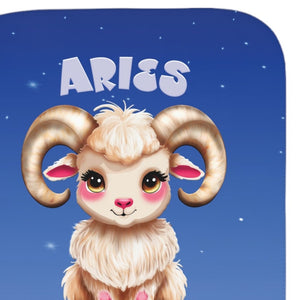 Soft sherpa blanket with 'Personalized Aries Zodiac | Custom Gift' design
