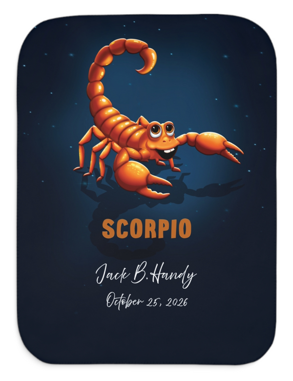 Personalized Scorpio Zodiac Sherpa Baby Blanket
